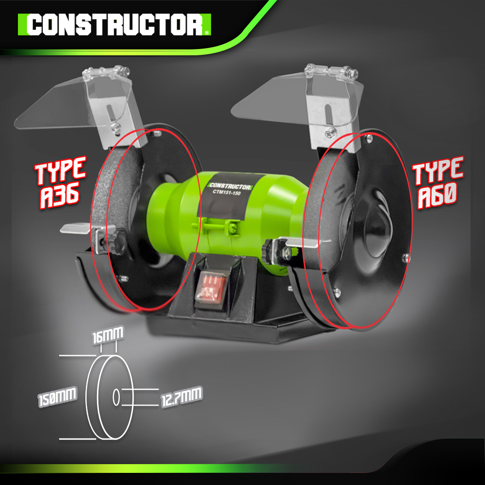 Touret à meuler avec brosse 230V Ø150 MW-Tech ME15W 230V de TORROS :  informations et documentations