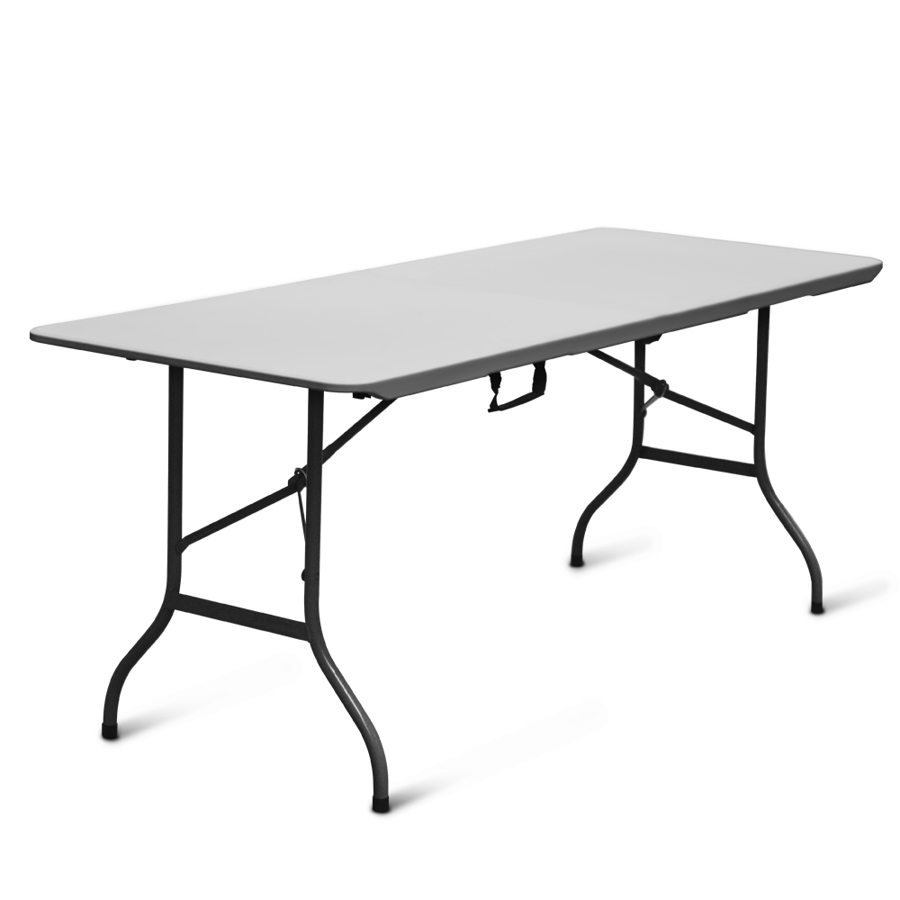 Table Camping pliante polyéthylène et acier 180x76x74cm Blanc